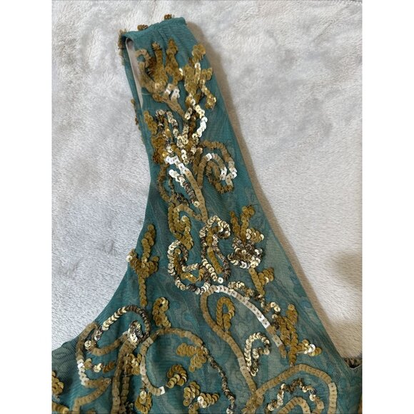 Ranna Gill Anthropologie Dress 8 Boho Paisley Sequin Embroidered Maxi Sleeveless - Picture 16 of 16